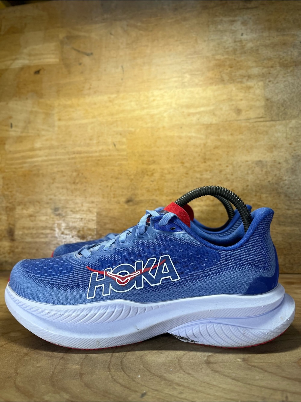Hoka One One Mach 6 Womens Size 7.5 Running Shoes Sneakers Red White Blue - Picture 4 of 12
